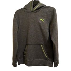 FINAL SALE! Puma Boys Hoodie W/Neon Green Trim &‎ Sleeve Thumb Holes Sz L(14/16)